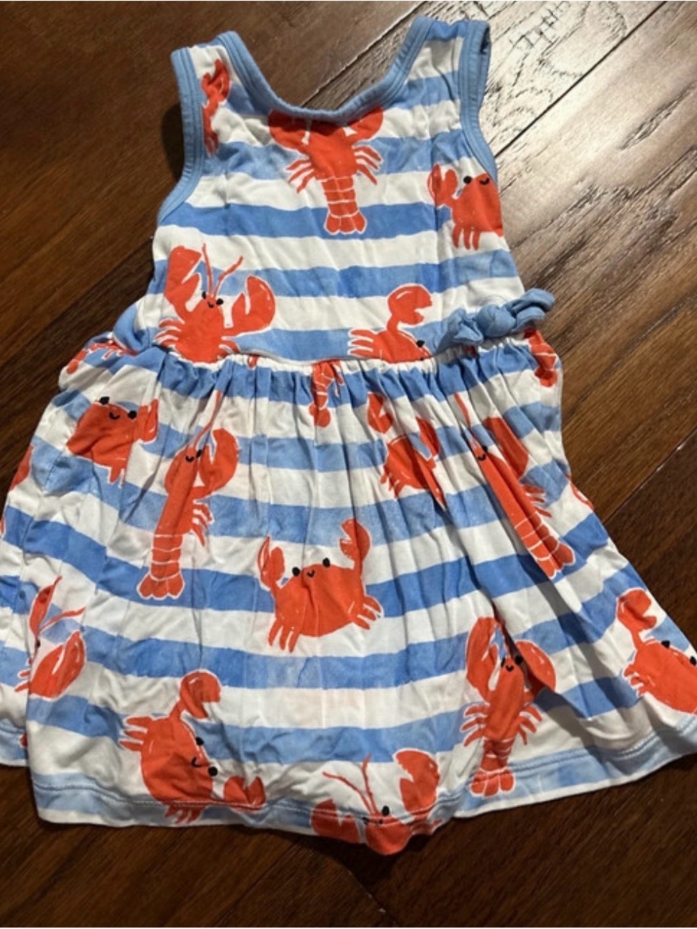 Little Sleepies Blue & White Stripe Dress with Red Crab Print